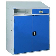 Industrial Cupboard with Sloping Top, Drawer & Shelf