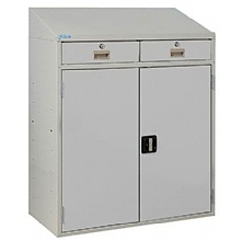 Industrial Cupboard with Sloping Top & Two Drawers