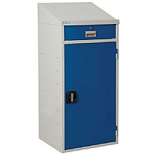 Industrial Cupboard Workstation with Sloping Top & Drawer