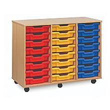 Storage Unit with 24 Shallow Plastic Trays
