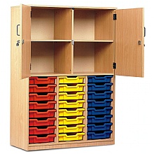 Wooden half ht. cupboard with 24 storage Trays