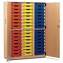Wooden full ht.cupboard with 48 storage Trays