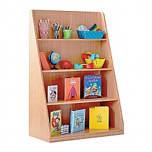 Book Stand - Library Display with 4 Fixed Straight Shelves