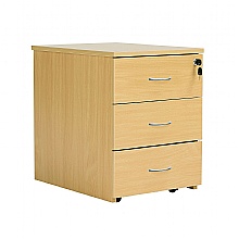 Nova Oak Low Mobile Pedestal, 3 Drawers