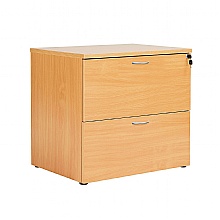 Beech lateral double row filing cabinet, 2 drawers