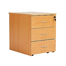 Beech Low Mobile Pedestal, 3 Drawers