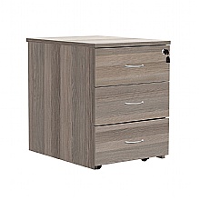 Grey Oak Low Mobile Pedestal, 3 Drawers