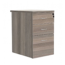 Grey Oak Desk High Pedestal, 3 Drawers