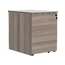 Grey Oak Low Mobile Pedestal, 2 Drawers