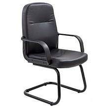 Black Leather-Look Visitors Cantilever Chair, Fixed Arms