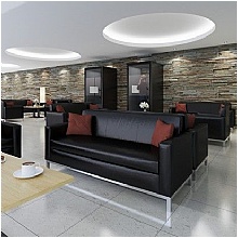 Reception Couch Helsinki Black Leather Faced