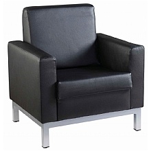 Black leather faced single reception chair