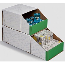 Cardboard Storage Bins, Flat Packed, Stackable, 130mm High