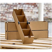Cardboard storage bin with 2 compartments, shelf-ready, 180w