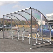 Kenilworth Cycle Shelter, Curved Roof, Galvanised or Powder Coated