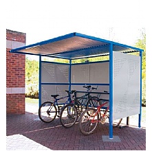 Traditional Cycle Shelter, Galvanised,  or Powder-Coated Perforated Sides