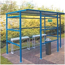 Traditional smoking shelter with Perspex back and sides