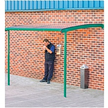 Large Wall Mounted Smoking Shelter, Green Steel Frame