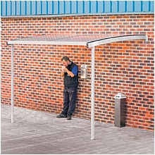 Large Wall Mounted Smoking Shelter, Light Grey Steel Frame
