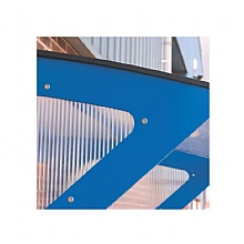 Small Wall-Mounted Blue Smoking Shelter, Corner profile