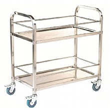 Stainless Steel Shelf Trolley, 100kg, 2 Shelves, Braked