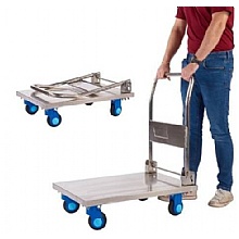 Stainless Steel Folding Platform Truck, 150kg, Silent Castors, UK Made