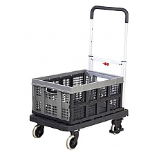 Foldaway platform trolley with one folding box