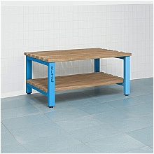 double-sided cloakroom bench with beech slats