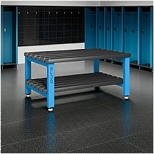 Blue double-sided cloakroom bench black polymer
