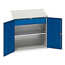 Industrial Cupboard Sloped Top & Full Width Drawer Blue