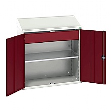 Industrial Cupboard Sloped Top & Full Width Drawer Red