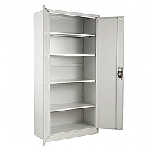 Metal Storage Cabinet, Adjustable Shelves & Lockable Double Door