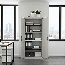Metal storage cabinet with files inside