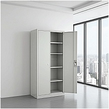 Metal storage cabinet in a spacious skyview office
