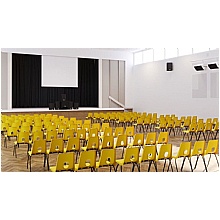 Hall with yellow poly chairs