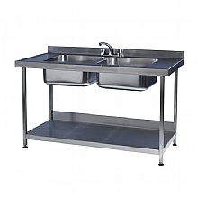 Double Stainless Steel Sink Unit, Height Adjustable