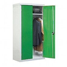 Steel Wardrobe Cupboard, Green with Shelf & Hanging Rail