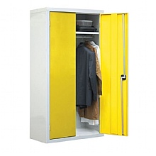Steel Wardrobe Cupboard, Yellow with Shelf & Hanging Rail
