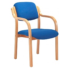Reception Meeting Chairs Blue Fabric, Stackable with Arms