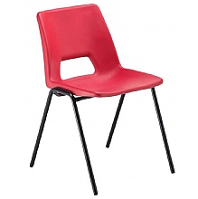 Economy Red Poly Chair with Black Frame & Skid Feet