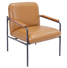 Settle Armchair with Wooden Armrests & Padded Cushions