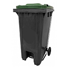 Pedal Operated Wheelie Bin, 120 Litres Green Lid