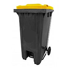 Pedal Operated Wheelie Bin, 240 Litres Yellow Lid