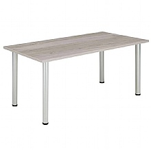 Core Pole Leg Rectangular Meeting Table, Grey Oak