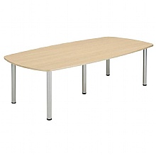 Core Pole Leg Barrel Shaped Meeting Table, Oak