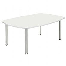 Core Pole Leg Barrel Shaped Meeting Table, White