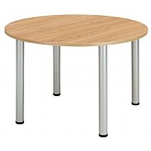 Core Pole Leg Round Meeting Table for Modern Offices, Beech