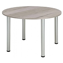 Core Pole Leg Round Meeting Table for Modern Offices, G/Oak
