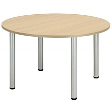 Core Pole Leg Round Meeting Table for Modern Offices, Oak
