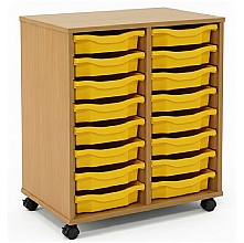 Tray Storage Unit - Mobile With 16 Shallow Plastic Trays